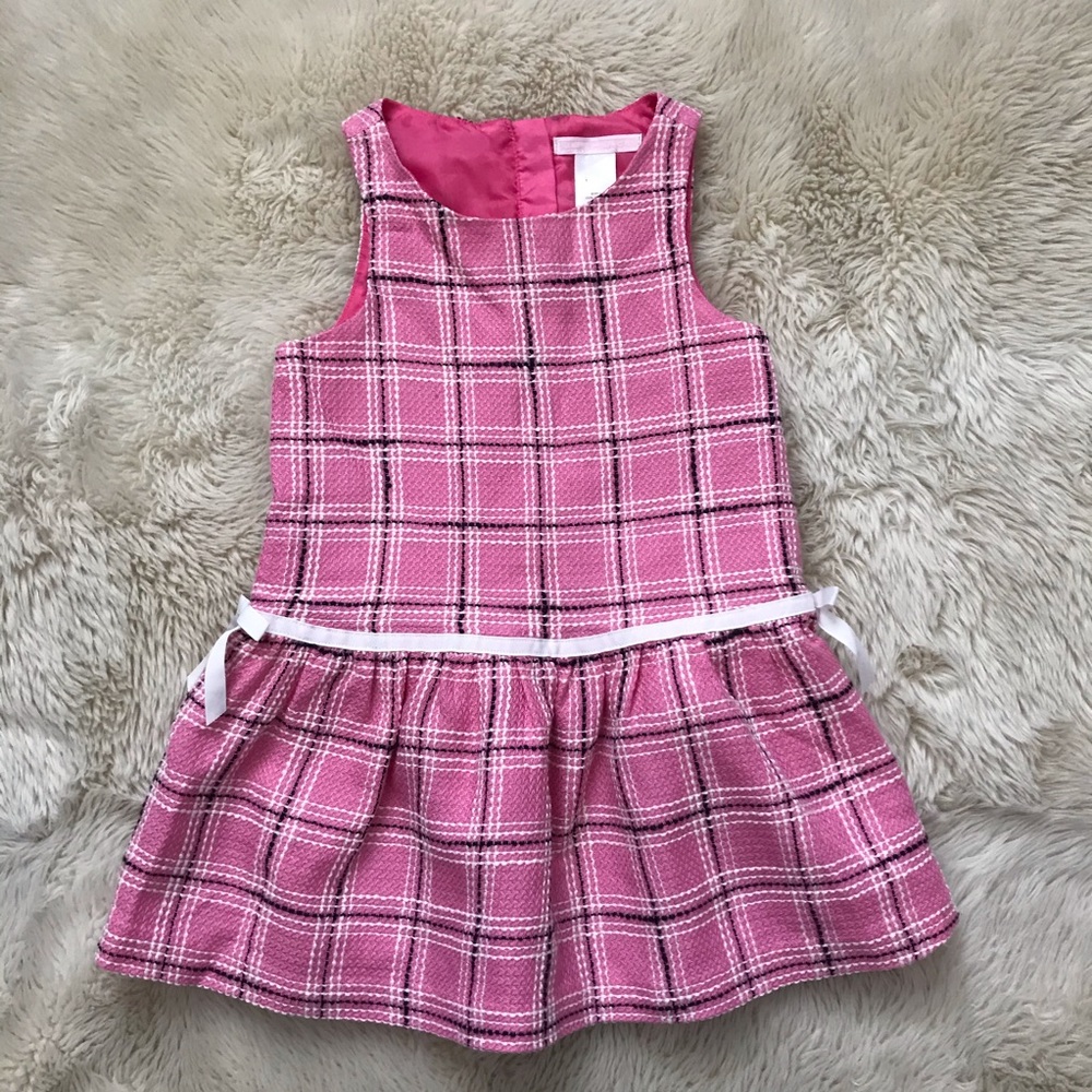 Janie and Jack pink plaid tweed sleeveless dress
